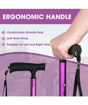 CaneCraft Purple Lightweight Folding Walking Stick - Adjustable & Foldable Mobility Aid for Elderly Men & Women - Buy Online on GoSupps.com