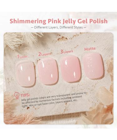 GAOY Jelly Nude Gel Nail Polish - 16ml Sheer Pink Glitter & Shimmering UV Cure for Nail Art DIY - Buy Online on GoSupps.com