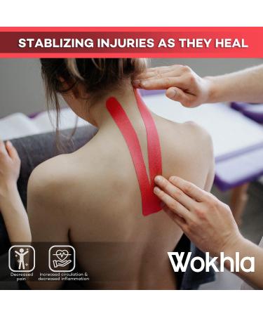 Red Kinesiology Tapes Waterproof - Latex Free Muscle & Physio Tape 5M Roll Strong Grip Medicated Glue Sports Tape Strapping for Ankle Knee & Shoulder-Includes E-Manual with Instructions - Buy Online on GoSupps.com