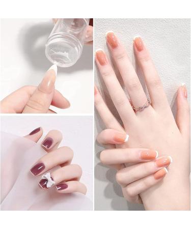 Famidiqgo Nail Stamper - Clear French Tip Nail Art Tool with Scraper | Soft Silicone DIY Manicure - Buy Online on GoSupps.com