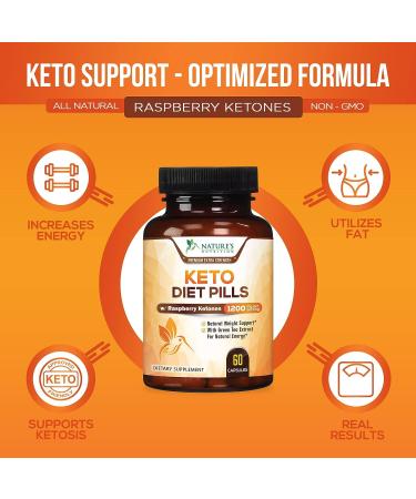 Keto Diet 1200mg Capsules with Ketosis Support - Raspberry Ketones, Apple Cider Vinegar, African Mango - Energy & Focus Booster for Women & Men - 60 Capsules - Buy Online on GoSupps.com