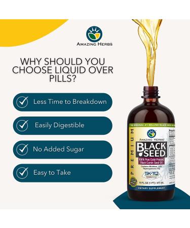 Amazing Herbs Premium Black Seed Oil 16oz (Pack of 2) - Gluten Free, Non GMO, Cold Pressed Nigella Sativa for Digestive Health, Immune Support & Brain Function - Buy Online on GoSupps.com