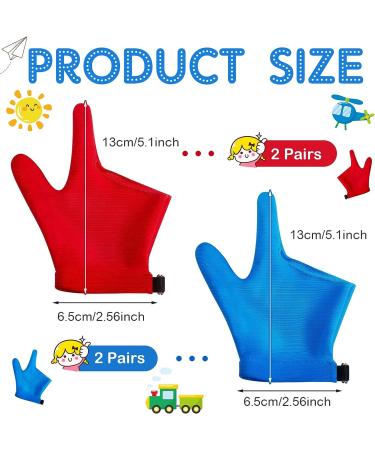 Jecery 4 Pairs Stop Thumb Sucking Gloves for Kids Ages 3-6 | Thumb Guard Finger Sucking Stop | Breathable Red and Blue - Buy Online on GoSupps.com
