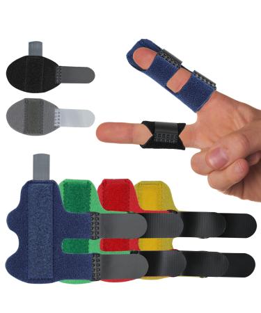 RonJea 6 Pcs Trigger Finger Splints: 4 Double Straps & 2 Single Straps Finger Splint Support Brace Kit, Finger Straightener for Broken/Straightening/Arthritis, Fits for Thumb/Middle/Ring/Index/Pinky