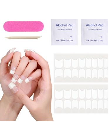 SSKHE Set Of Semi-Cured Gel Nail Cloths 20 French Nail Stickers French Nail Stickers Self-Adhesive Nail Stickers Phototherapy Manicures