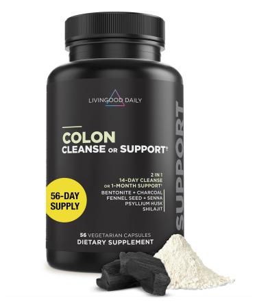 Livingood Daily Colon Cleanse 56 Vegetarian Capsules - Gut Detox Cleanse Pills & Constipation Relief for Women & Men - Supports Healthy Digestion - Allergen-Free Gluten-Free Non-GMO & Vegan