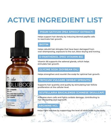 Folliboost Hair Growth Serum with Biotin & Natural Ingredients - 2 oz - Fight Hair Loss - Made in USA - Buy Online on GoSupps.com