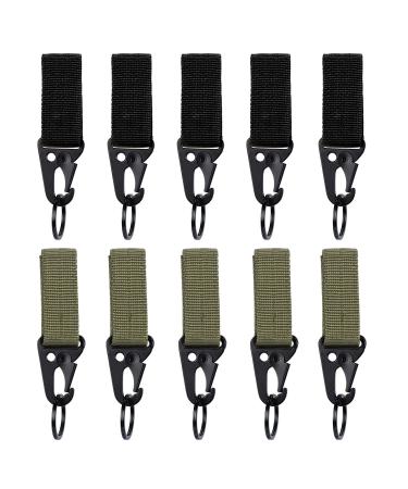 Coolty 10 pieces of tactical hungry carabiner backpack band Key trailer nylon belt strap buckle for camping hiking outdoor activities