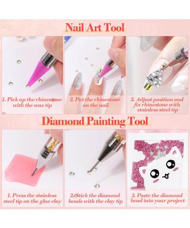 5 Pack Rhinestone Dotting Pen Dual-Ended Rhinestone Gems Crystals Studs Wax Pencil Picker Tools Pens for Nail Art DIY Decoration Diamond Painting - Buy Online on GoSupps.com