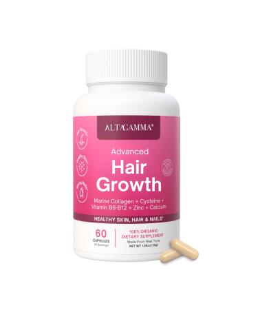 ALTAGAMMA Hair Growth Supplements - Nourishes Thinning Strengthen Nails & Skin & Combat Hair Loss - Hair Growth Vitamins for Women & Men with Marine Collagen Peptides 60 Capsules | 30 Day Supply