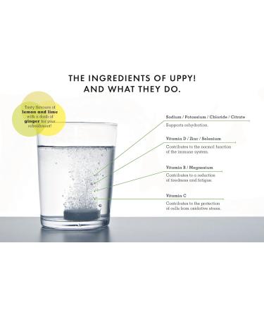 Uppy! Soluble Electrolyte Hydration Tablets Sampler Pack Original Lemon-Lime Plus Energizer Grapefruit-Lime-Caffeine for Travel Sports Party 20 Tablets (Pack of 2 x 10) Citrus with a hint of Ginger. Pack of 2 - Buy Online on GoSupps.com