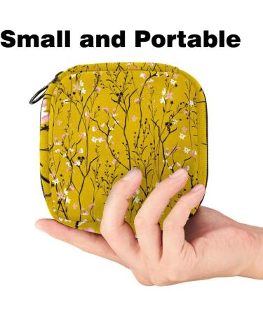 Stylish Menstruation Pad Bag with Zipper - Women s Napkin & Tampon Collection Bag in Floral Design (Pink White Yellow Background) - Buy Online on GoSupps.com