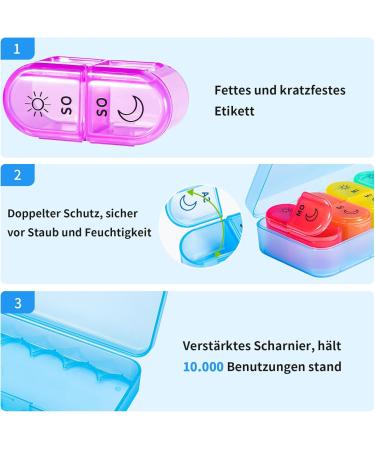 7-Day Tablet Organizer Box - Portable Pill Dose Case with 14 Compartments - Ideal for Medications on the Go - Blue - Buy Online on GoSupps.com
