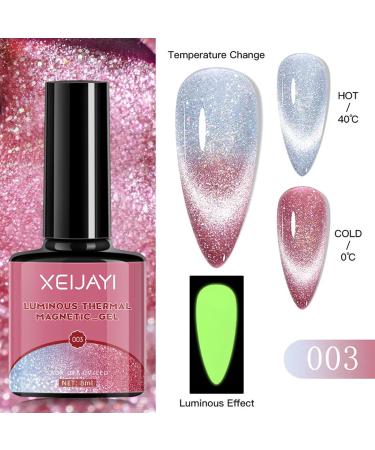 Holographic Gel Polish Glitter Cat Eye Gel Nail Polish Temperature Colour Changing UV Gel Polish Set with Neon Effect Soak Off Magnetic Nail Polish Nail Art Gift for Women - Buy Online on GoSupps.com