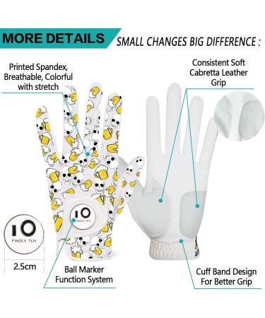Premium Finger Ten Golf Gloves for Men - Leather with Ball Marker Summer Comfort Weathersof Quality in Gray/Yellow Size M-L - Buy Online on GoSupps.com