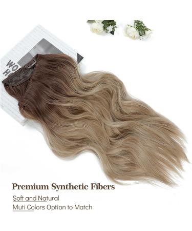 Ms Taj Halo Hair Extensions 20 inch Ombre Blonde Curly Hair Piece with Adjustable Invisible Wire - Long Halo Hair with Removable Clips for Women - Buy Online on GoSupps.com