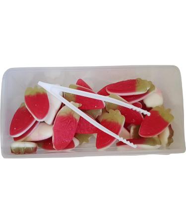 Sweeties Food Sweet Candy Set of 3. Giant Strawberry Fried Eggs and Jelly Hearts 3 x 200g tubs with Tweezers - Buy Online on GoSupps.com