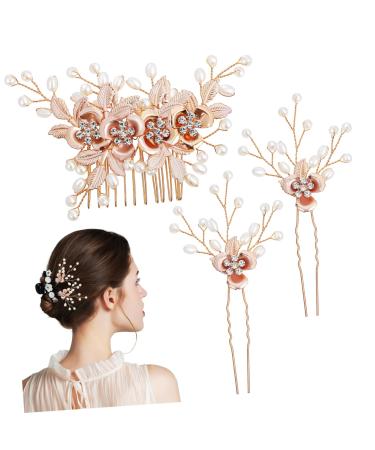 Beaupretty 1 Set Leaf Pearl Hairpin Hair Clips Hair Side Combs Hair Comb Clips Hair Combs for Women Decorative Hair Forks for Buns Hair Accessories Hair Combs and Clips Hairpin Fork