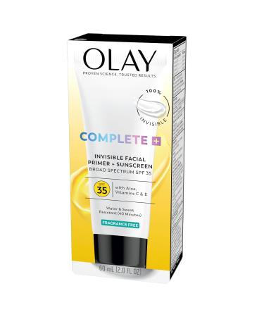 Olay Invisible Facial Primer + Sunscreen SPF 35 Aloe Vitamin C & E Enriched Lightweight Water & Sweat Resistant & 100% Invisible 2 fl oz - Buy Online on GoSupps.com