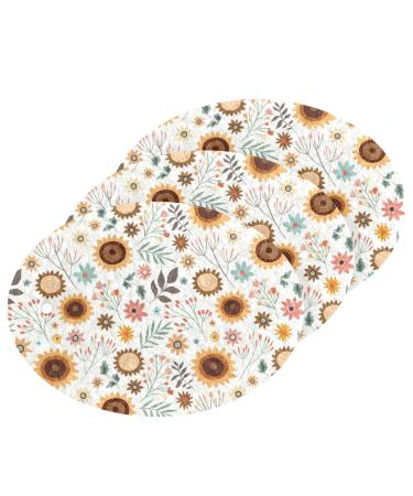 3-Pack Cleaning Kitchen Sponges Oval Sunflower Pattern Kitchen Cellulose Dishwashing Wood Pulp Cotton