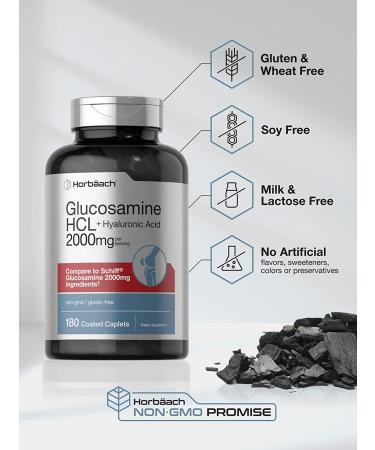 Glucosamine HCL with Hyaluronic Acid 2000mg | 180 Coated Caplets | Non-GMO & Gluten Free by Horbaach - Buy Online on GoSupps.com