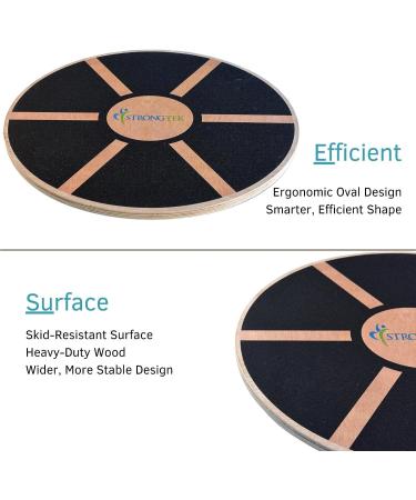StrongTek Oval Wood Balance Board - Core Exercise & Fitness Accessory for Stability, Yoga, and Standing Desk Use - Buy Online on GoSupps.com