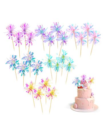 Firework Cupcake Toppers Sparkle Foil Cake Toppers Sparkle Tinsel Cake Decoration Cocktail Picks Firework Party Picks for Holiday Party Favors Supplies(48 PCS) Multicolor 48 Pcs