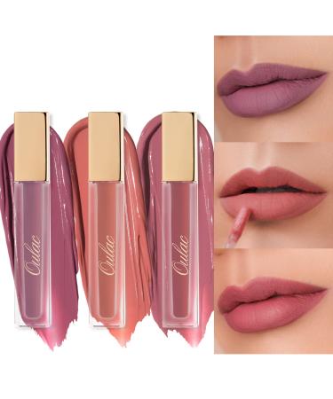 Oulac Matte Liquid Lipsticks - Lip stian Waterproof 24 Hours Long Lasting Lip Tint with Vitamin E & Rose Oil High Pigment Color Gluten Free & Vegan Free 3PCS (M11+M12+M13)