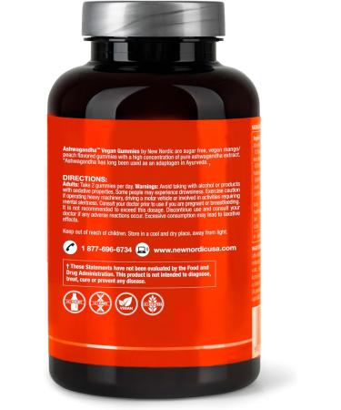 NEW NORDIC Ashwagandha Gummies 300 mg Ashwagandha Root Extract Sugar Free Adaptogens for Men and Women Delicious Mango Peach 60 Gummies 60 Count (Pack of 1) - Buy Online on GoSupps.com