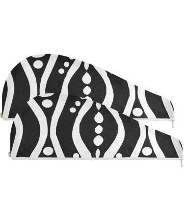 Super Absorbent Pattern Hair Towel 2 Pack - Quick Dry Hair Turbans with Button Wrap for Women & Girls - Ideal for All Hair Types - Buy Online on GoSupps.com