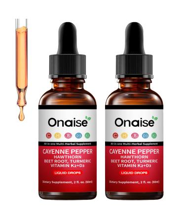 ONAISE Cayenne Drops - Cayenne Pepper Drops Liquid Supplement with Organic Hawthorn Beet Root Turmeric Vitamin K2 D3