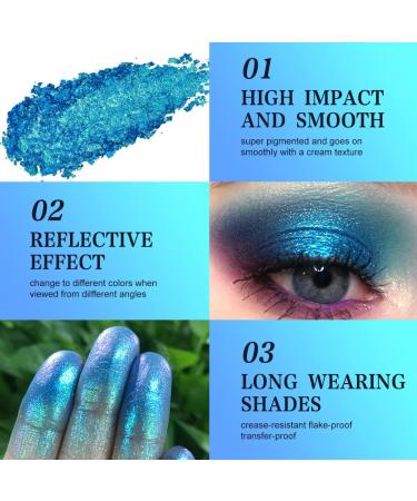 Metallic Duo-chrome Eyeshadow Makeup High Pigment Blue Purpul Green Multichrome Eyes Shadows Shimmery LongWear Gorgeous Color Bright and Vibrant Glitter Eye Shadow No Creasing Talc Free Blue Green #3e - Buy Online on GoSupps.com