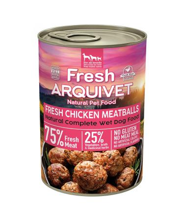 ARQUIVET Fresh Chicken Meatballs - Chicken Meatballs with Carrots and Peas - Pack of 6 units X 400g - Complete Food for All Types of Dog Breeds