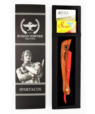 ROMAN EMPIRE SHAVING Spartacus Straight Razor - Professional Barber Set with 20 Astra Shark and Voskhod Blades - Buy Online on GoSupps.com