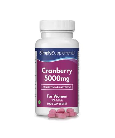Cranberry 5000mg Tablets | High Strength Cranberry Extract | Vegan & Vegetarian Friendly | Now with Vitamin C for Immune Support | 360 Tablets Up to 12 Month Supply | Manufactured in The UK