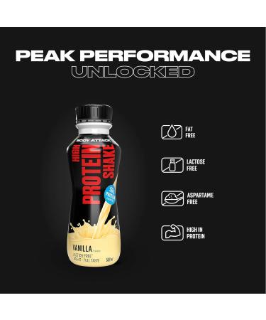 Body Attack Fitness Protein Shake - Milk Protein Drink - Ready to Use Milkshake in 500ml Bottle Vanilla (12 x 500ml) - Buy Online on GoSupps.com