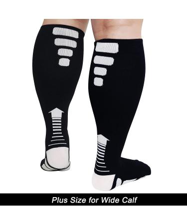 3 Pairs Wide Calf Plus Size Compression Socks 20-30 mmHg for Swelling - 3XL Sports 007 - Buy Online on GoSupps.com