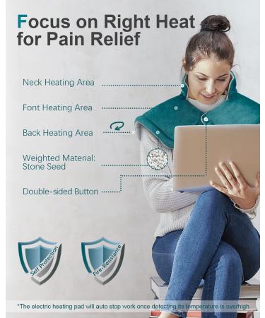Electric Weighted Heating Pad for Neck & Shoulder Pain Relief - 6 Heat Settings, 2H Auto-Off, 17x23inch Blue - Father's Day Gift for Men, Women, Mom, Wife, Daughter - Home & Office Use - Buy Online on GoSupps.com