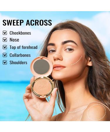 Oulac Satin Matt Bronzer - Highly Pigmented Vegan Face Makeup | Dual Purple Bronzing Powder & Blush (BS01 Soft Sand) - 8.5g - Cruelty-Free Natural Look International Shipping - Buy Online on GoSupps.com