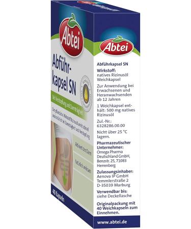 Abbey Slot Capsules - Natural Constipation Relief & Intestinal Support with Herbal Castor Oil - 40 Soft Capsules (2 Pack) - International Shipping Available - Buy Online on GoSupps.com