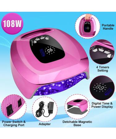 Buy UV LED Nail Lamp Rechargeable - 108W Cordless Professional Nail Dryer Kit with UV Gloves | Fast Curing Gel Polish | Portable & Smart Sensor - Buy Online on GoSupps.com