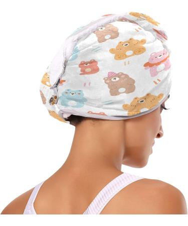 Cute Bear Dry Hair Cap - 2 Piece Quick Drying Towel Set & Button Headband | Super Absorbent Soft & Comfortable | Perfect for All Hair Types - Shop Now - Buy Online on GoSupps.com