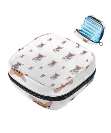 Corgi dog pattern sanitary napkin storage bag menstruation pad bag pocket portable menstrual cup pocket with zipper for teenage girls women women color 6