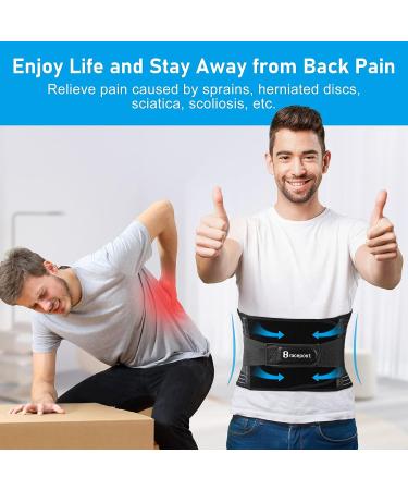 Bracepost Ultra-Breathable Back Brace for Lower Back Pain Relief - Adjustable Lumbar Support Belt for Herniated Disc, Sciatica, Scoliosis - Size Large, Black - Men & Women - Buy Online on GoSupps.com