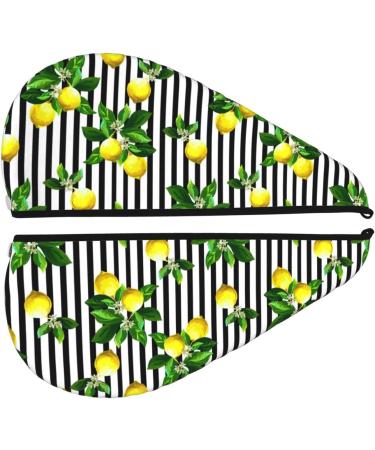 Hair Towel Wrap for Quick Drying | Lemon Striped Towel Turban with Button | Perfect Hair Drying Solution - Buy Online on GoSupps.com
