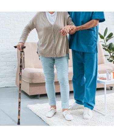 Supregear Folding Walking Stick - Adjustable & Lightweight Travel Cane for Elderly - Black Floral Design - Buy Online on GoSupps.com