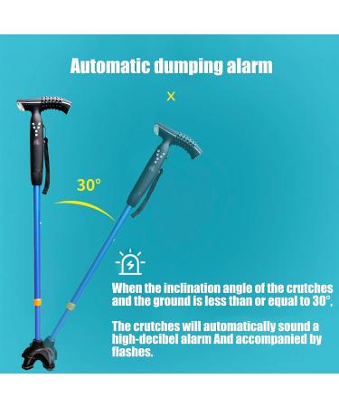 Adjustable Walking Stick Blue Smart Anti Slip Quad Cane for Seniors with Radio for Elderly LED Guide Light - Buy Online on GoSupps.com