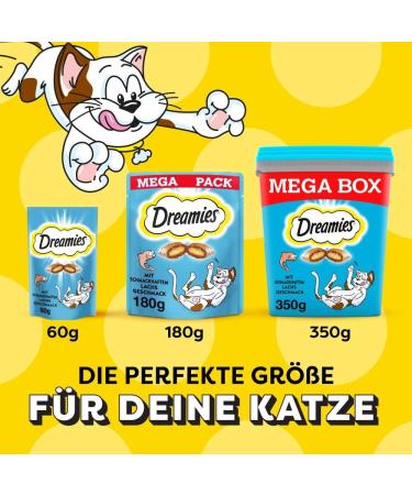 Dreamies Classic Cat Snacks with Salmon - Crispy Treats for Cats - 700g Pack (2 x 350g) - International Shipping Available - Buy Online on GoSupps.com