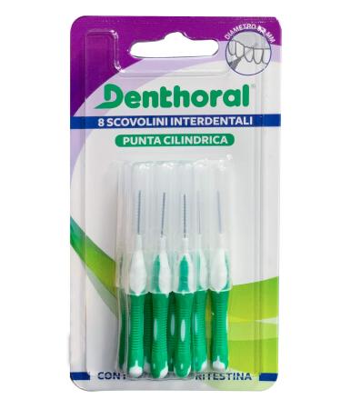 Denthoral 8 interdental brushes with cylindrical tip diameter 0.3 mm with hygienic protective cap 21 g