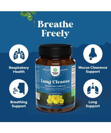 Lung Detox Mullein Leaf Capsules - Natural Respiratory Support with NAC Quercetin & Cordyceps - 60 Count Supplement for Sinus Immunity & Breathing Health - Buy Online on GoSupps.com